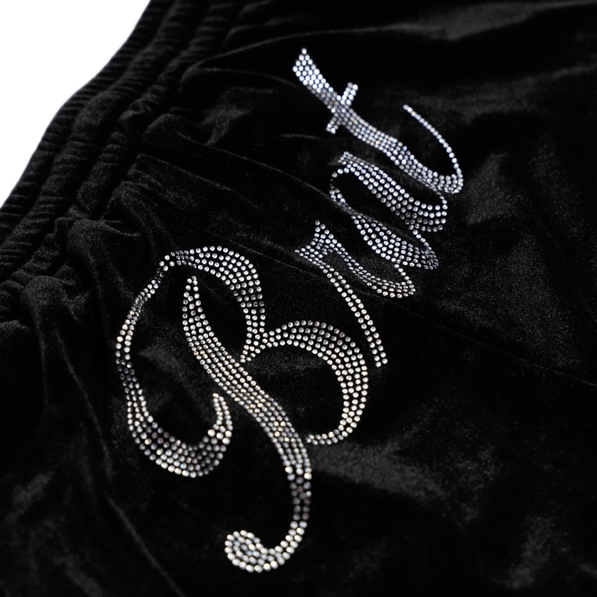 Signature BC Rhinestone Velour Flared Pants (Black)